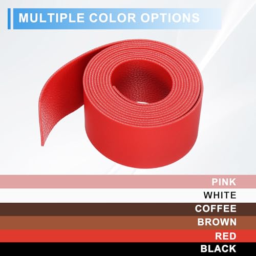 uxcell Leather Straps, 1.6 Inch Wide 79 Inch Long Soft Flat Leather Strips Cord for Craft Projects Tooling Belt Bag Making, Red - color: Red, size: 1.6 Inch Wide 79 Inch Long