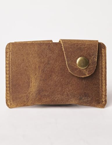 100% Leather Card Holder, Credit Card Wallet, Cardholder Wallet, Minimalist Wallet,Christmas Gift (Antique Brown) - color: Antique Brown