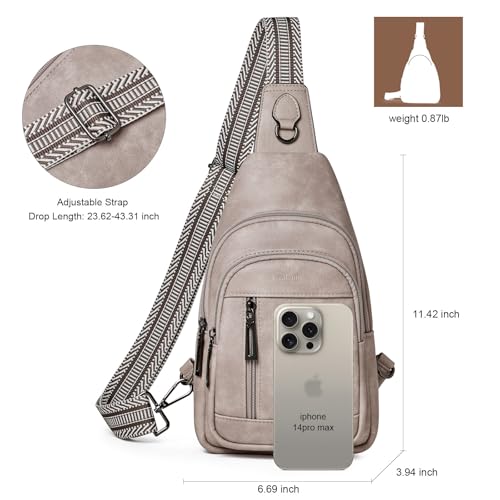 cakang Womens Sling Bag Crossbody Bags for Women Vegan Leather Sling Backpack Daypack Fanny Pack Crossbody Purse Travel - color: 2-grey