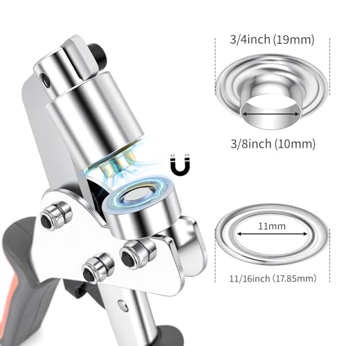 Heavy Duty Grommet Tool Kit - 600 Sets 3/8" Grommets, Manual Press Eyelets Tool with Hole Punch for Tarp Fabric Leather Banner Canvas Tents Vinyl Crafts (3/8" 600Sets - Silver & Gold) - size: 3/8in-600Sets Silver+Gold