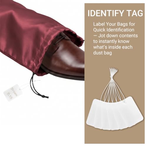 Q&J Fabric Co. 6 Pack Satin Dust Bag 17.7x7.9 inch Burgundy 100% Polyester Silk Bag Purse Dust Bag Shoe Bags for Closet Purse Protector Bag Dust Covers for Purses - color: Burgundy, size: 17.7"x7.9"