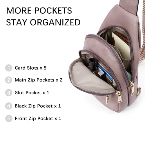 BOSTANTEN Sling Bag for Women Leather Crossbody Bags Fanny Pack Chest Bag for Travel - color: A-purple