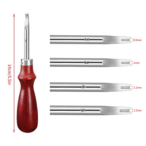 Mudder 4 Pcs Leather Bevelers Edge Beveler Craft Set Beveling & Skiving Tool for Edge Finishing Corner Rounding Shaving Gifts for Artisans DIY Enthusiasts Hobbyists Studio 0.8/1.0/1.2/1.5mm