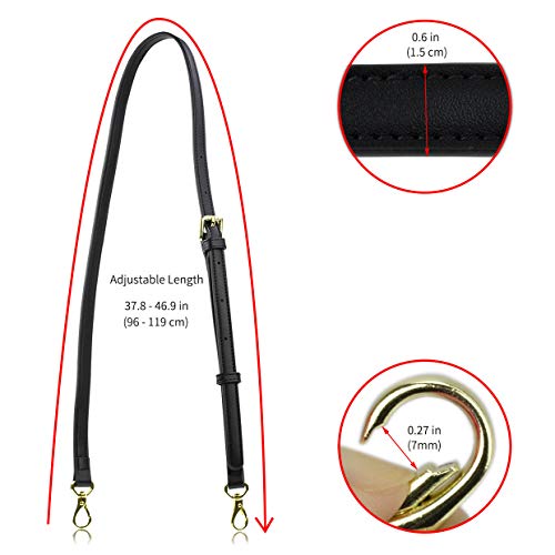 Allzedream Leather Purse Strap Replacement Crossbody Handbag Long Adjustable (Black) - color: Black