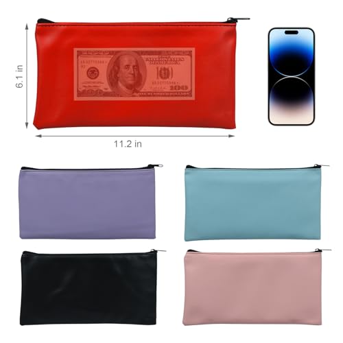 1 Pack Money Bag with Zipper, 11 x 6.1 Inch Cash Pouch, Multi-Purpose Bank Bag for Cash, Checks, Documents & Cosmetics (Black) - color: Black
