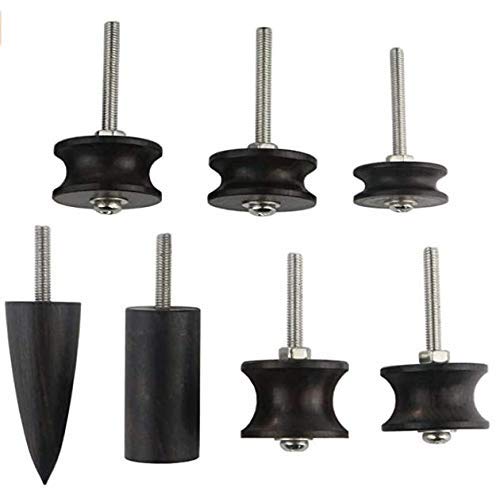 7 Stlye Black Ebony Wood Leather Burnisher Polished Rods, Leather Slicker Burnishing Tool, Edge Burnisher, Electric Polished Tip Head DIY Rotary Tools Sets