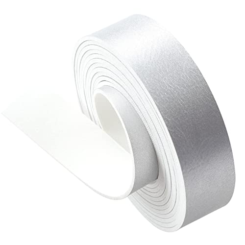 Picheng Flat Faux Leather Strap: 1 Inch Wide Pearl Silver Leather Strips - color: Pearl Silver
