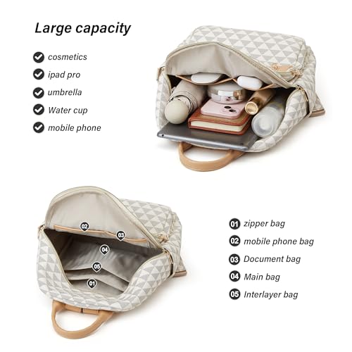 Makes Mini Backpack for Women, Small Casual Backpacks Daily Travel Bag 2pcs | Small Bookbag,Work Travel School PU Leather Shoulder Bag Mochilas Para Mujer Rucksack Gifts for Lady Girls Mother Wife - color: White