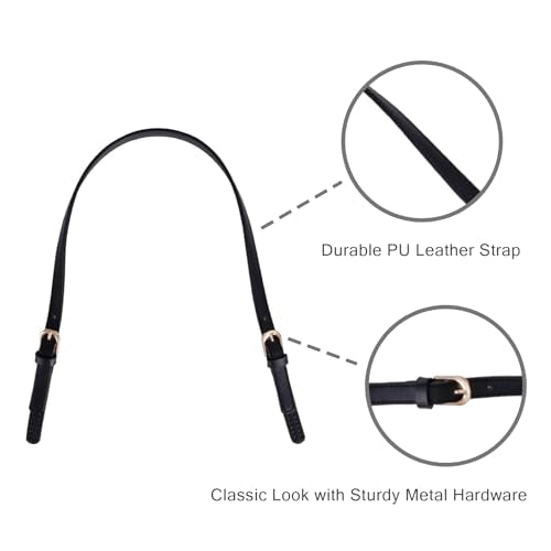 XIMEO 2 Pack Adjustable PU Leather Replacement Purse Straps with Buckles | Adjustable Length, PU Leather Material, Metal Buckles, Handbag Repair and DIY Projects - color: Black