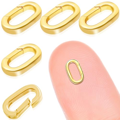 5PCS Oval Clasp Carabiner Necklace Connector Stainless Steel Spring Clasps Bracelet Closures Keychain Lock Clasps Necklaces Clips Key Rings Bracelets Shortener for Jewelry Finding DIY Making Kit (A5) - color: 5PCS - Gold, size: Small (0.55*0.30in / 14.0*7