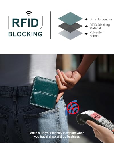 TFKGS rfid wallet women Slim Wallet for Womens wallet small wallets woman Thin Credit Card Holder for women Bifold Compact Pocket Ladies Mini Vegan Leather Blocking Green - color: 2-Dark Green