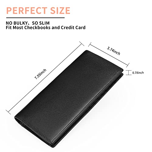 FALAN MULE Wallets for Men Genuine Leather RFID Blocking Slim Mens Wallet Bifold Credit Card Holder for Men - color: Black