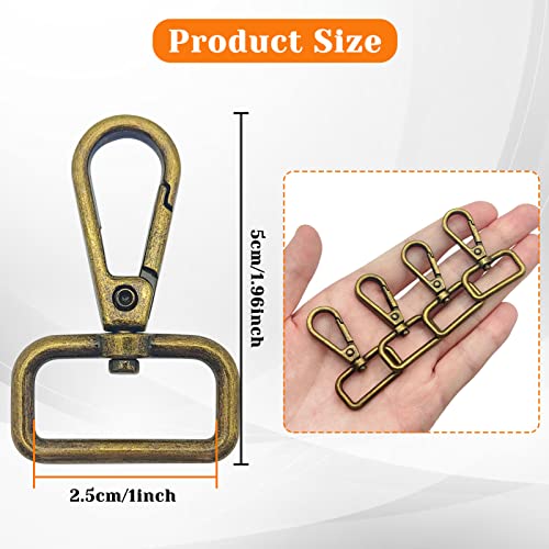 12pcs Swivel Clasps 1" D Ring Lobster Clasp Claw Metal Swivel Snap Hook for Push Gate Snap Hooks Trigger Clips Keychain Lanyard,Jewelry,DIY Crafts Supplies(Antique Bronze, 1inch Inside Diameter) - color: 12pcs,1”