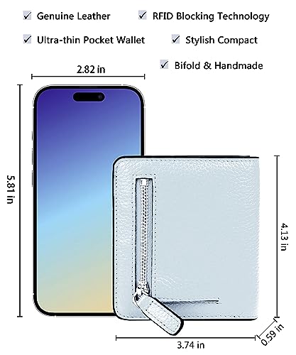 Small Leather Wallet for Women, Ladies Credit Card Holder RFID Blocking Women's Mini Bifold Pocket Purse - color: Grayish White Rfid Blocking