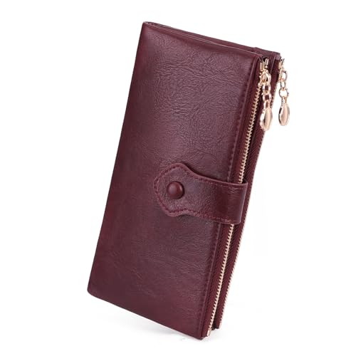 GOIACII Wallet for Women Ladies Wallets Double Zippers Clutch Purse Red - color: B04 Red