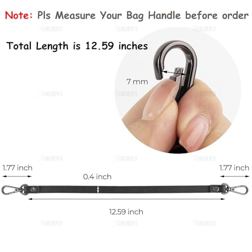 AUEAR, 2 Pack Small Purse Leather Handle Strap Replacement 12.59 Inches for Handbag Bag Black with Gun Lock - color: Black with Gun Black Lock