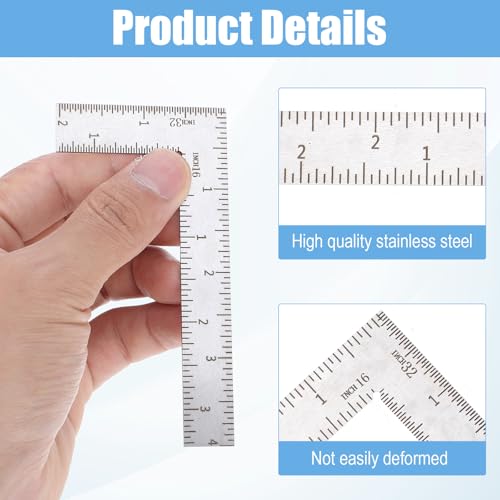 4 x 2in Stainless Steel L Shaped Ruler, Framing Square Rulers - size: 4 x 2in