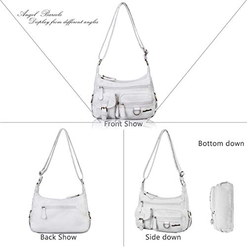 Angel Barcelo Cross body Shoulder Bag Women Soft PU Leather Purses and Handbags - color: White