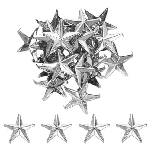 uxcell 100Pcs Metal Star Studs Claw, 20mm 5-Claw Punk Studs Rivets Spikes Nail Head Leather Rivets for DIY Crafts Clothing Leathercraft Bag Shoes, Silver - color: Silver, size: 20mm