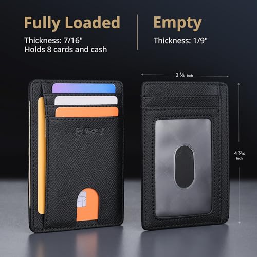 Buffway Slim Minimalist Front Pocket RFID Blocking Leather Wallets for Men and Women - Galaxy Black - color: Galaxy Black