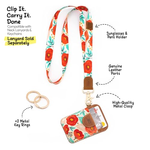 Slim Wallet for Women - Thin Card Wallets - RFID Wallet Credit Card Holder - Minimalist Keychain Wallets | Poppy - color: Poppy