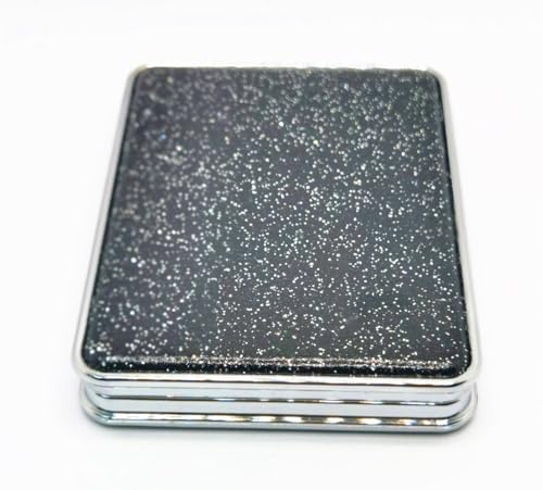 Compact Vanity Mirror for Men, Black, Travel Makeup Mirror for Handbag Pocket Wallet, Portable Double-Sided Magnifying Cosmetic Mirror for Daily, Work, Business - color: Black-square