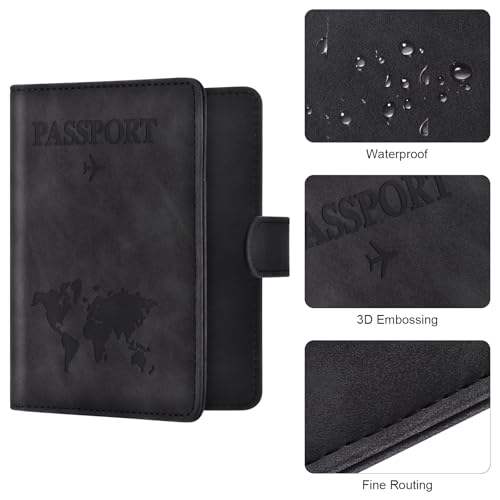 Eoehro Passport Holder for Travel Essentials, Passport Wallet Cover Case for Travel Must Haves Accessories,Passport Book Holders for Women and Men(black) - color: black, style: Magnetic Clasp