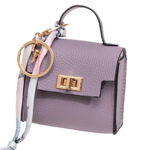 Coin Purse Mini Backpack KeyChain for Women Bag Charm for Earbuds - color: Purple