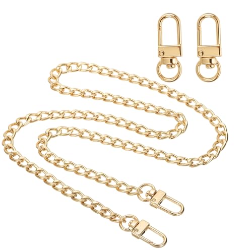 uxcell 31.5" Flat Purse Chain Strap, Gold Shoulder Straps Chains Metal Handbag Replacement Belt with 2 Pcs Metal Lobster Swivel Trigger Clips Style1 for Cross Body Wallet Bag - color: Gold, size: 31.5"