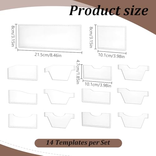 14 Pcs Acrylic Wallets Templates Stencil DIY Leather Wallet Template Purse Making Pattern Stencils Transparent Moneybag Template for Purse Women Leather Hand Crafts Lovers DIY Beginner