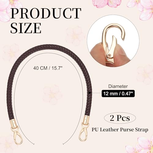 PATIKIL Braided Purse Straps PU Leather - color: Dark Brown, size: 23.6"
