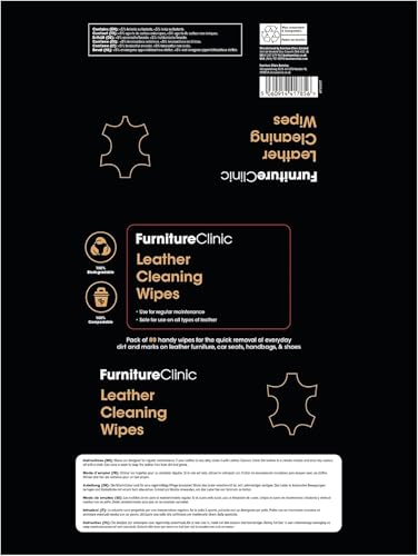 Furniture Clinic Leather Cleaning Wipes | 80 Count | 4-in-1 Clean, Nourish, Condition, & Restore Leather & Vinyl Furniture, Handbags, Jackets, Car Seats, Interiors & More | Residue & Streak-Free - style: Cleaning Wipes