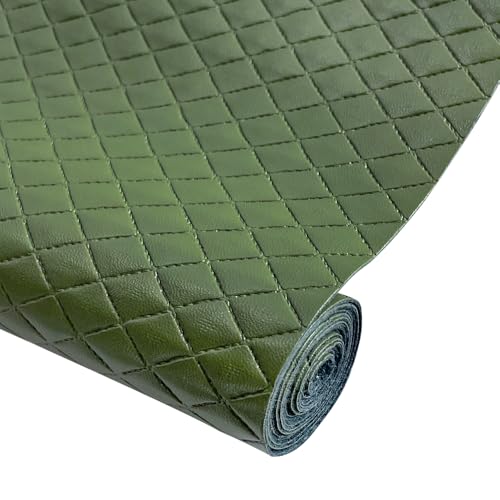 Diamond Quilted Pattern Artificial Faux Leather 11.8x53inch (30x135cm) Super Soft Craft Supplies Synthetic Leather DIY Hair Bows, Handbags and Craft Supplies (Dark Green) - color: Dark Green