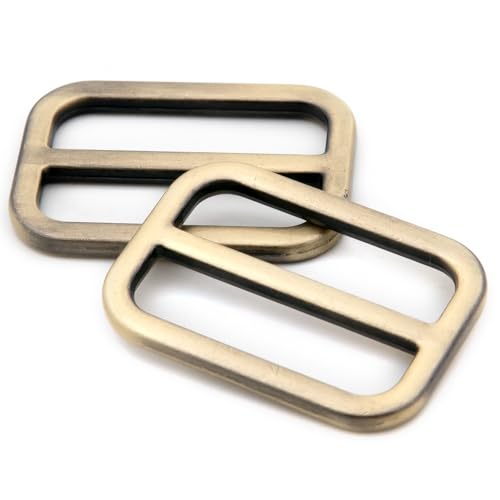 Loosco Flat Metal Adjuster Belt Sliders, 10 PCS Buckle Triglide for Strap Keeper Leathercraft Bag Belt Adjuster (Brushed Brass,1 1/4") - color: Brushed Brass, size: 1 1/4"