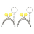 uxcell 2 Pcs Metal Purse Frame, 5cm/1.97" Beads Silver Kiss Lock Clasp Arch Embossing Bag Frames with Key Ring for Purse Making Clutch Bag Coin Purse, Yellow - color: Yellow