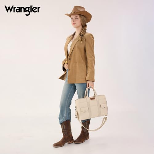 Wrangler Work Tote Bag for Men and Women Business Teacher Bag Large Capacity Briefcase Handbag with Adjustable Strap - color: Tan