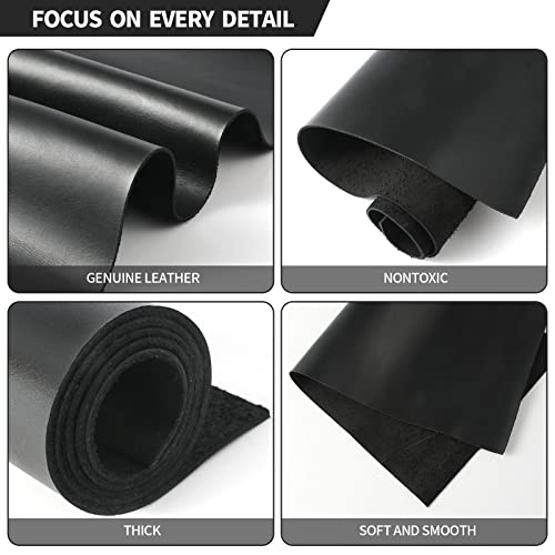 RingSun 24''X24'' Black Leather Sheets for Crafts (2mm), Full Grain Leather Tooling Leather - color: Black, size: 24''X24''