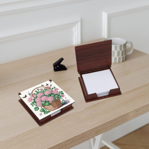 JISHSHAY Flower Diamond Painting Note Box Diamond Art Sticky Note Holder Gem Art Notecard Box Gem Painting Mosaic Kits for Adults Embroidery Kit Memo Pad Holder, Contains 160 Sheets of Paper - color: Flower 2