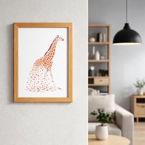 FINGERINSPIRE Dispersing Giraffe Stencils with a Brush 11.7x8.3Inch Giraffe Fragments Painting Stencils PET Animal Themes PET Template for Painting on Wood Floor Tile Wall Fabric Furniture DIY - color: Dispersing Giraffe