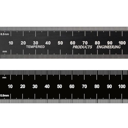 PEC Tools Metric Metal Ruler, 15CM, Made in USA - color: Black Chrome-Rigid