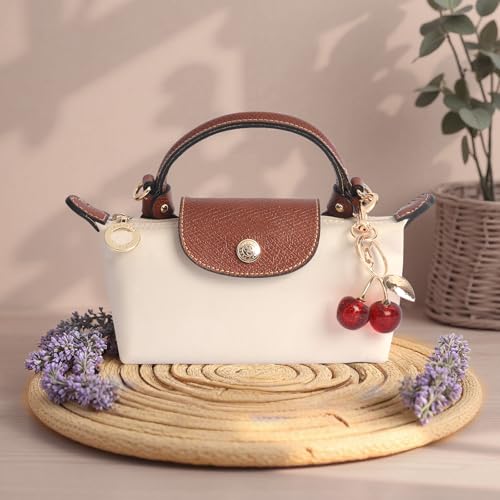 Purse Straps Replacement, Leather Handbag Crossbody Shoulder Strap Kit Adjustable for Mini Longcamp Tote Bag Women - color: Browcherry
