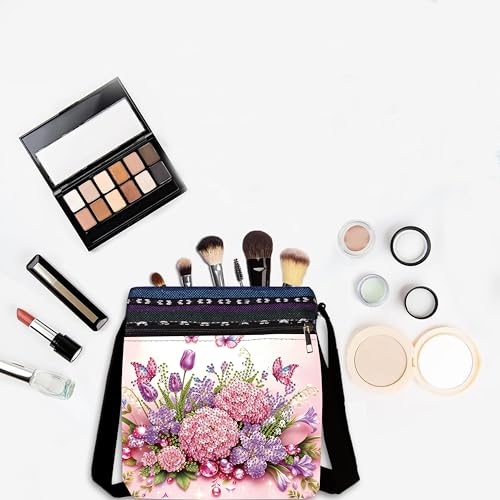DDGYP Diamond Art Kits for Adults - DIY Diamond Painting Crossbody Bag | PU Leather Butterfly Purse, Craft Kits for Adults Women, Small Art Bag for Daily Use - color: Butterfly Flower 1