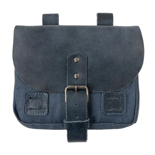 Hide & Drink, Survival Camping Pouch, Belt Loop, Rustic and Handy Tool Bag, Weather Resistant Outdoor Accessories, Traveling Essentials, Waxed Canvas, Handmade - color: Blue Mar