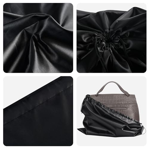 10 Pack Purse Dust Bags Large Silk Drawstring Dust Bag Cover for Handbag Shoe Storage(Black, M-19.6 × 15.7 in) - color: Black-10pcs, style: M-19.6 × 15.7 in