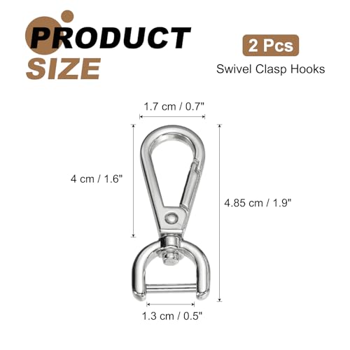PATIKIL 0.5 Inch Swivel Clasp Hooks, 2 Pcs Detachable Snap Hook Swivel Lobster Claw Clasps with Screw Bar for Bag Strap Purse Lanyard DIY Craft Hardware, Silver - color: Silver