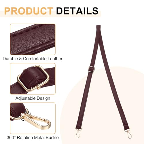 uxcell Leather Purse Strap Replacement Crossbody, 27.6-51.2 Inch Adjustable Bag Strap Purse Straps for Women Crossbody Bags Shoulder Bag Handbag, Burgundy - color: Burgundy