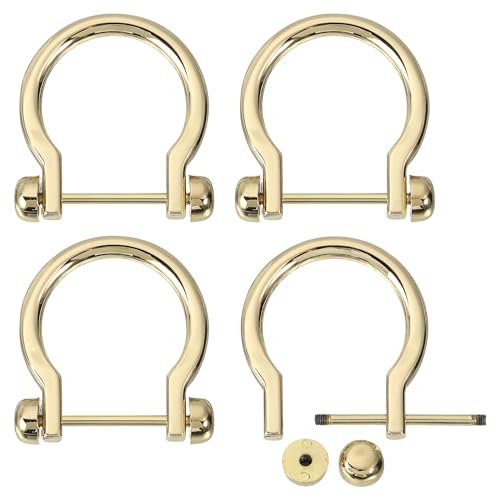uxcell D-Rings Screw in Shackle, Zinc Alloy Horseshoe U Shape D Ring Buckles for Purse DIY Leather Craft - color: Gold, size: 0.89 Inch