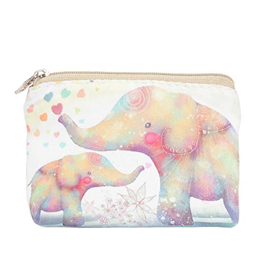 Women and Girls Cute Fashion Coin Purse Wallet Bag Change Pouch Key Holder - color: Mother Love Elephant