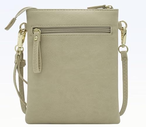 Small Multi Zipper Pockets Crossbody Bag with Detachable Wristlet - color: Nude