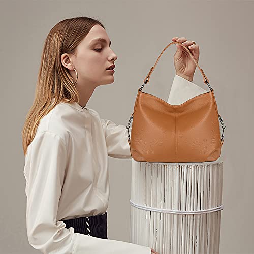 YALUXE Women's Real Leather Shoulder Bags Hobo Handbags Purse Crossbody Bag - color: 4 Z1 Tan